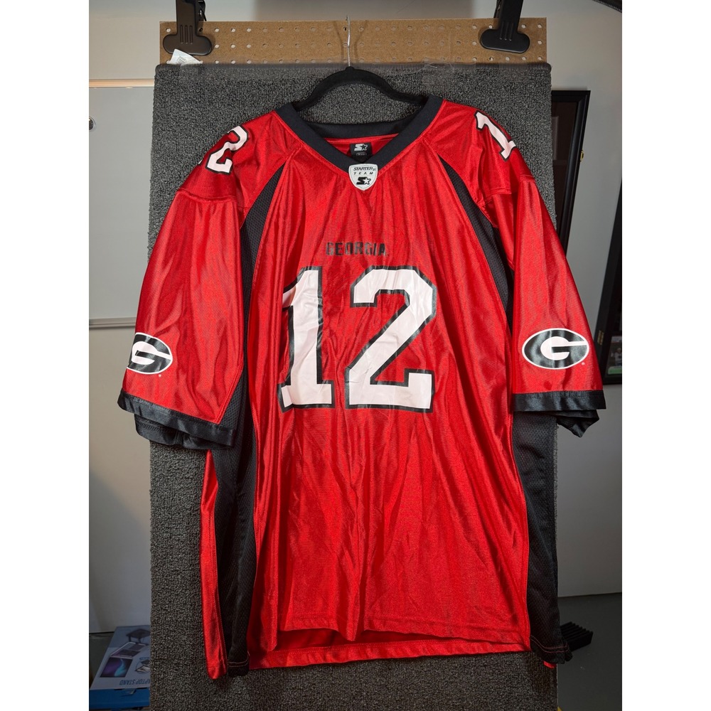 Starter Football Jersey Mens 3XL Red Georgia Bulldogs 12 Mesh Side Panels